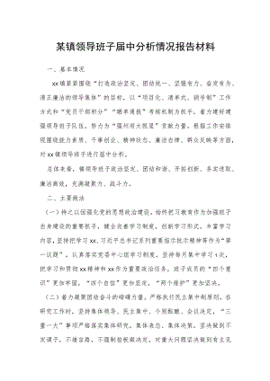 某镇领导班子届中分析情况报告材料.docx