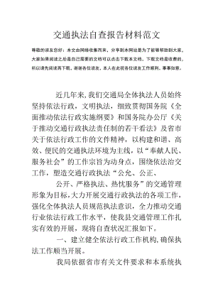 交通执法自查报告材料范文.docx