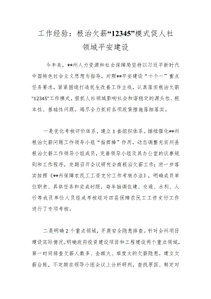 工作经验：根治欠薪“12345”模式促人社领域平安建设.docx