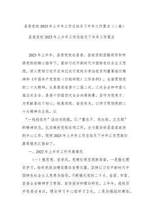 县委党校2023年上半年工作总结及下半年工作要点(二篇).docx