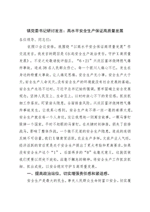 镇党委书记研讨发言：高水平安全生产保障高质量发展.docx