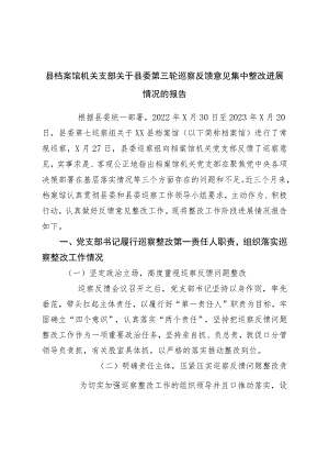 县档案馆机巡察反馈意见集中整改进展情况的报告.docx