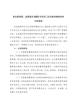 纪委常委、监委委员2023年干部队伍教育整顿党性分析报告.docx