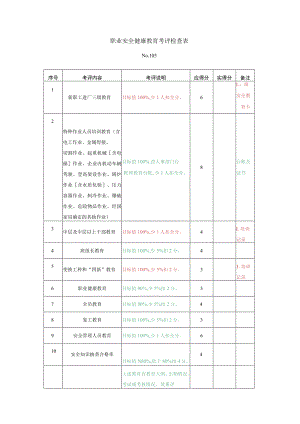 职业安全健康教育考评检查表.docx