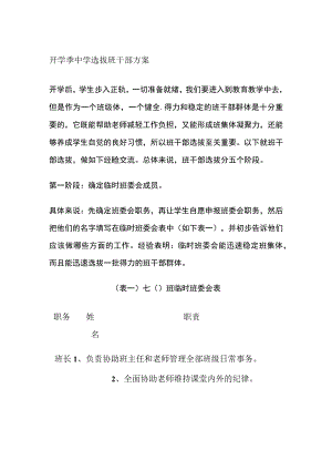 开学季中学选拔班干部方案全.docx