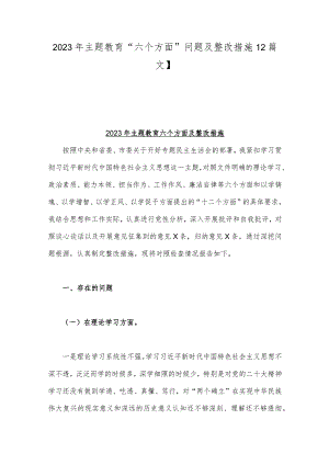2023年主题教育“六个方面”问题及整改措施【2篇文】.docx