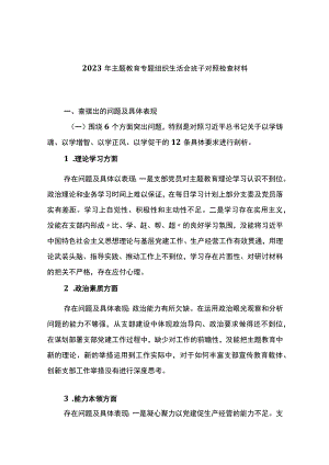 2023年主题教育专题组织生活会班子对照检查材料.docx