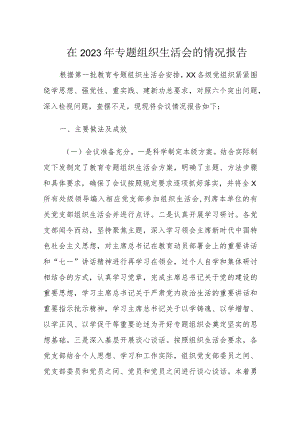 在2023年专题组织生活会的情况报告.docx