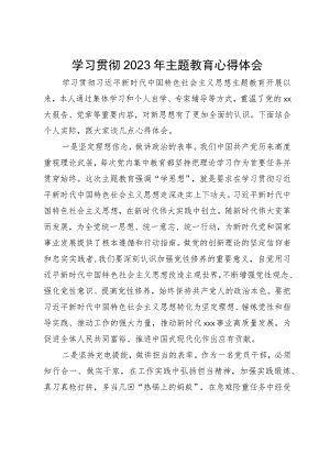 学习贯彻2023年主题教育心得体会.docx