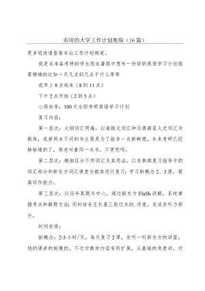 实用的大学工作计划集锦（16篇）.docx