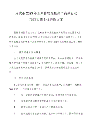灵武市2023年玉米作物绿色高产高效行动项目实施主体遴选方案.docx