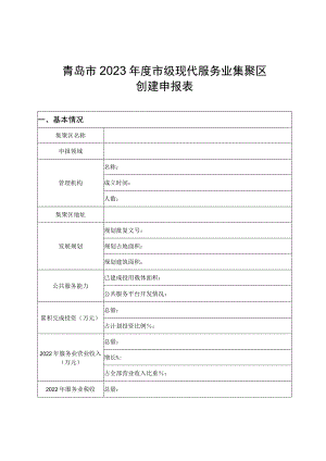 青岛市2023年度市级现代服务业集聚区创建申报表.docx