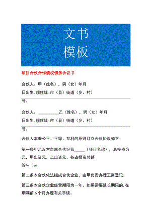 项目合伙合作债权债务协议书.docx