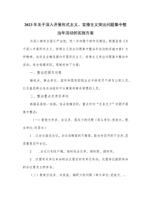 2023年关于深入开展形式主义、官僚主义突出问题集中整治年活动的实施方案.docx