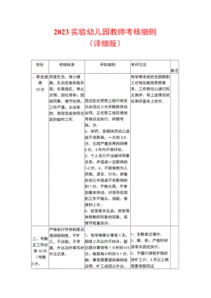 2023实验幼儿园教师考核细则.docx