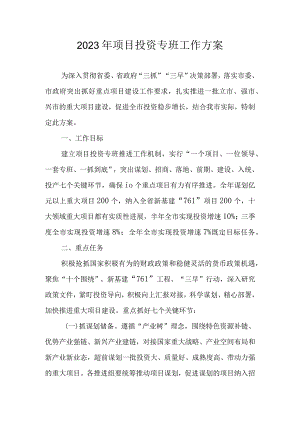 2023年项目投资专班工作方案.docx