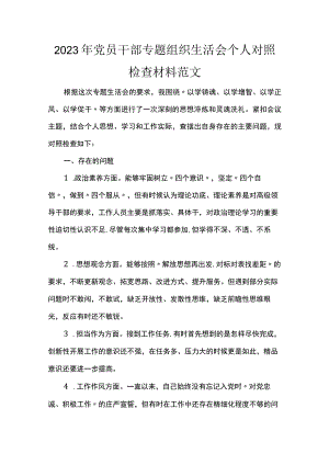 2023年党员干部专题组织生活会个人对照检查材料范文.docx