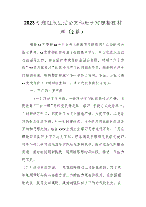 2023专题组织生活会支部班子对照检视材料（2篇）.docx