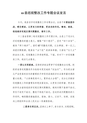 xx县巡视整改工作专题会议发言.docx