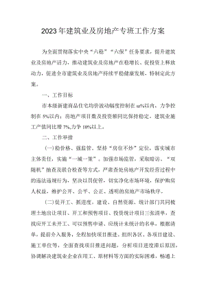 2023年建筑业及房地产专班工作方案.docx