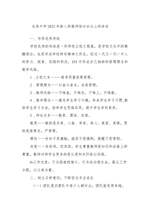 在某中学2023年新入职教师培训会议上的讲话.docx