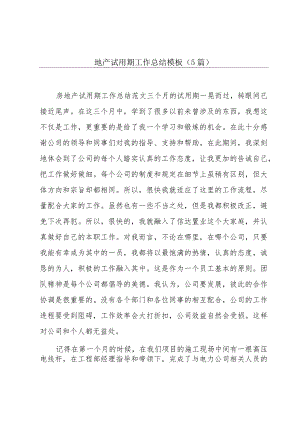 地产试用期工作总结模板（5篇）.docx
