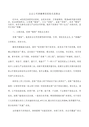 企业公司清廉建设经验交流做法.docx