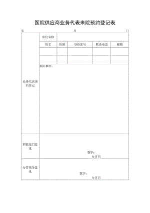医院供应商业务代表来院预约登记表.docx
