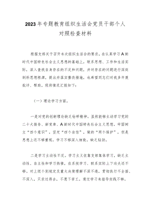 有关2023年专题教育组织生活会 党员干部个人对照检查材料.docx