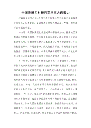 全面推进乡村振兴需从五方面着力.docx