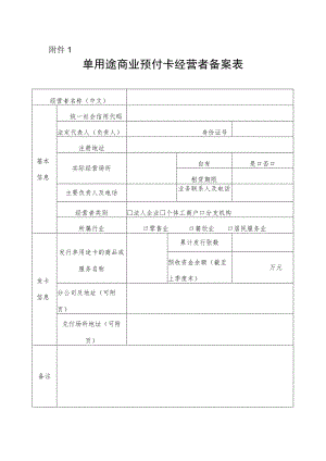 附件1：单用途商业预付卡经营者备案表.docx