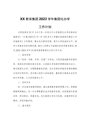 教育集团2023学年集团化办学工作计划.docx