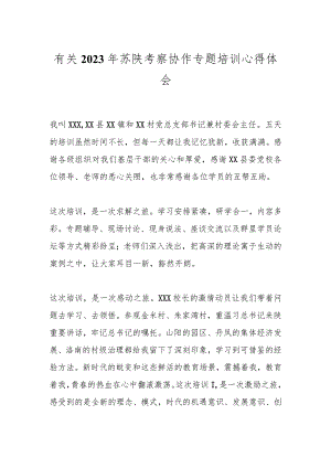 有关2023年苏陕考察协作专题培训心得体会.docx