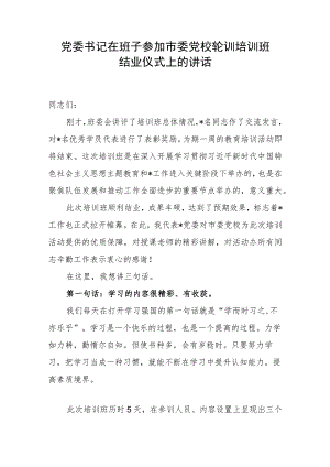 党委书记在班子市委党校轮训培训班结业仪式上的讲话发言.docx