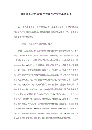 局党总支关于2023年全面从严治党工作汇报.docx