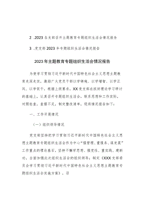 2023年党支部专题组织生活会情况报告范文3篇.docx