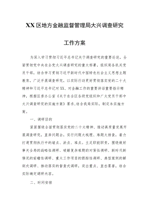 XX区地方金融监督管理局大兴调查研究工作方案.docx