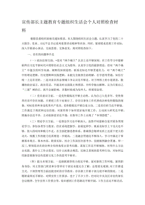 宣传部长主题教育专题组织生活会个人对照检查材料.docx