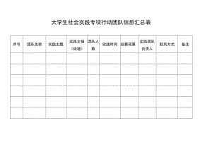 大学生社会实践专项行动团队信息汇总表.docx