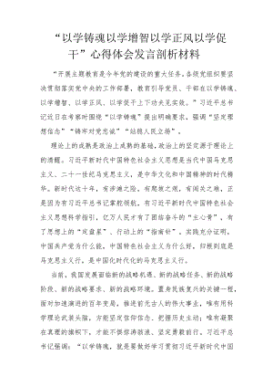 “以学铸魂以学增智以学正风以学促干”心得体会发言剖析材料.docx