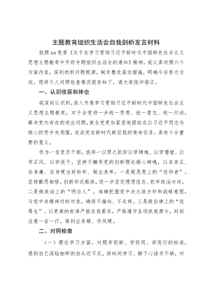 在主题教育组织生活会自我剖析发言材料.docx