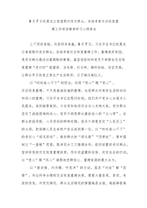 9月7日赴黑龙江看望慰问受灾群众实地考察灾后恢复重建工作讲话精神学习心得体会.docx