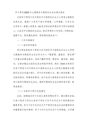 学习贯彻2023年主题教育专题组织生活会情况报告.docx