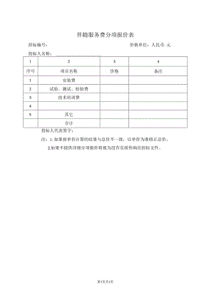 伴随服务费分项报价表47（2023年）.docx