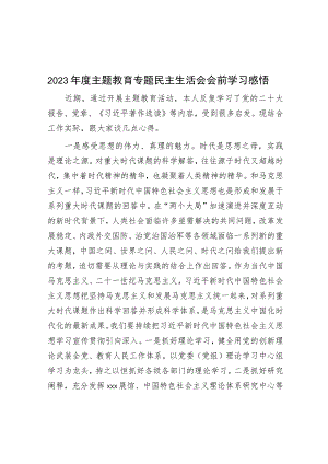 2023年度主题教育专题民主生活会会前学习感悟.docx