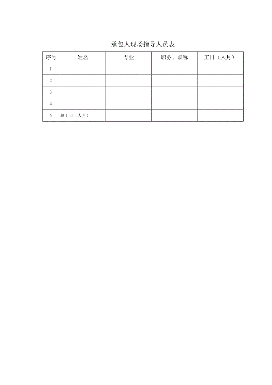 承包人现场指导人员表33（2023年）.docx_第1页