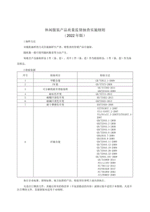 休闲服装产品质量监督抽查实施细则（2022年版）.docx