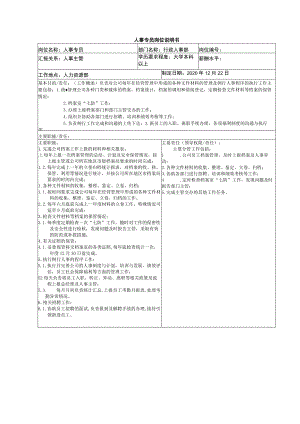 人事专员岗位说明书.docx