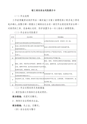 钳工岗位安全风险提示卡.docx