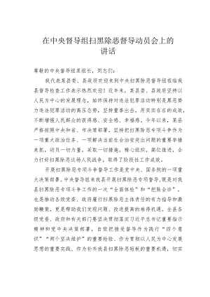 在中央督导组扫黑除恶督导动员会上的讲话.docx